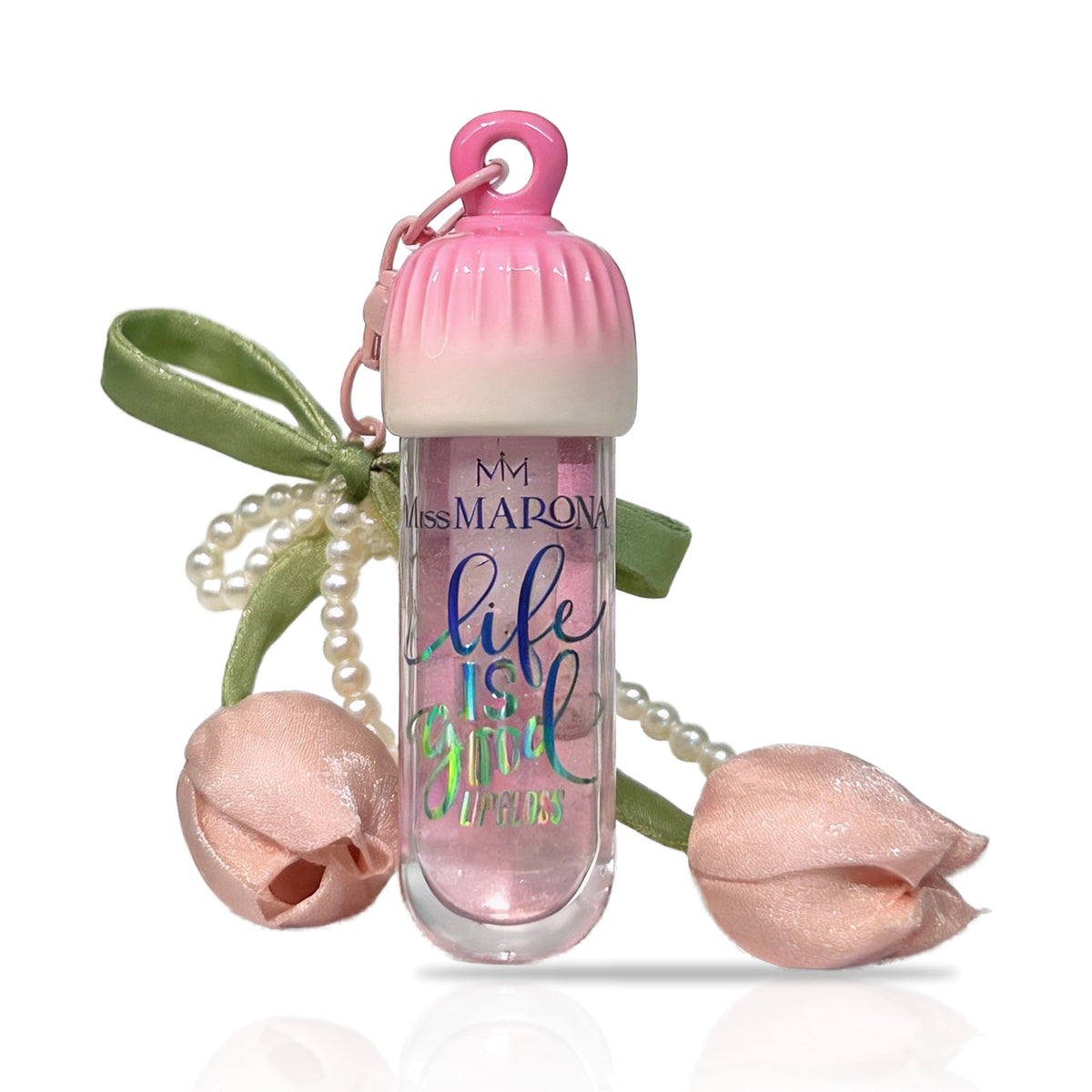 Aceite Labial Llavero Tulipán tono Rosa Cristal