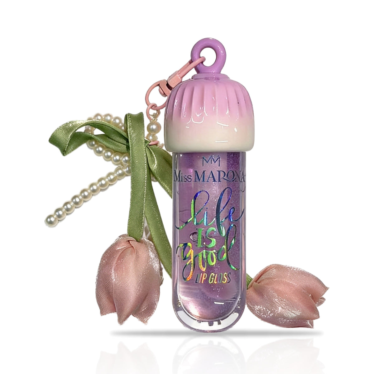 Aceite Labial Llavero Tulipán tono Lila