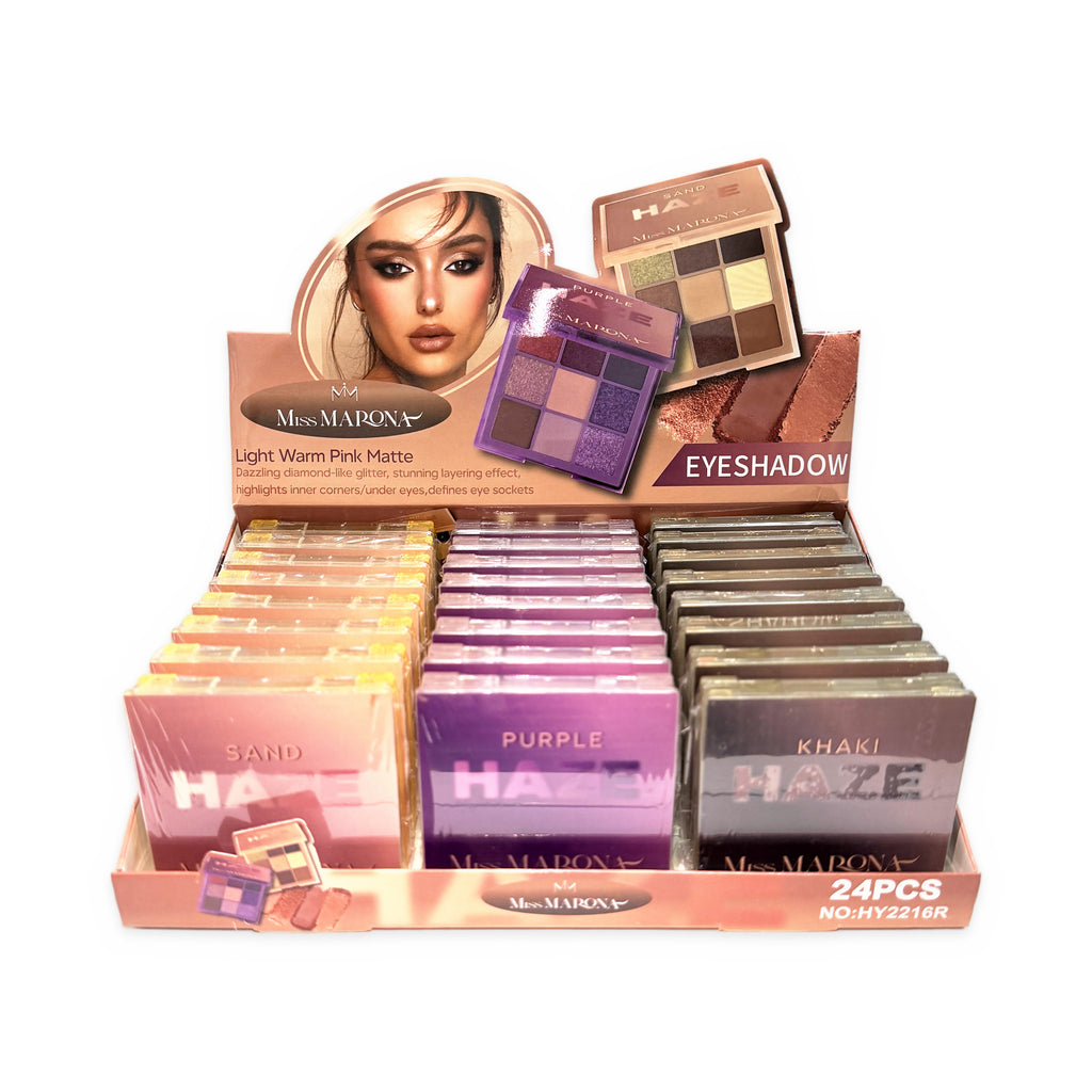 Caja exhibidora de 24 piezas de Paleta de Sombras HAZE